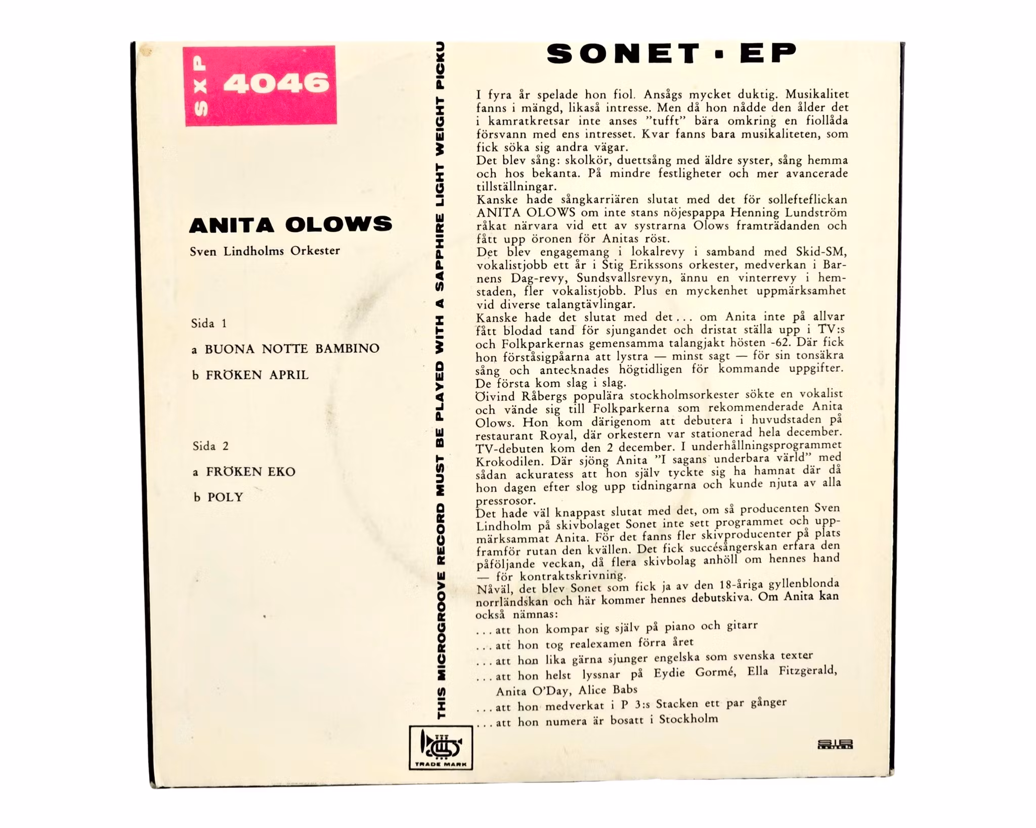 Anita Olows, Buona Notte Bambino, Vinyl Singel