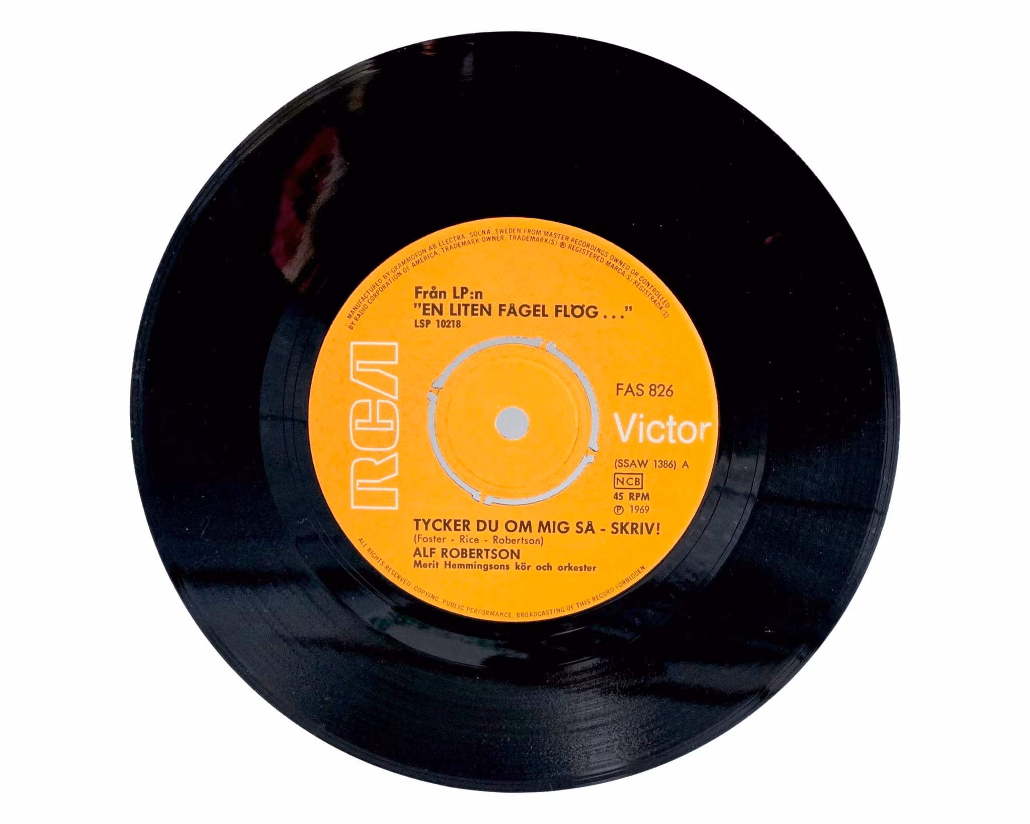 Alf Robertson, Tycker Du Om Mig Så Skriv, Vinyl Singel