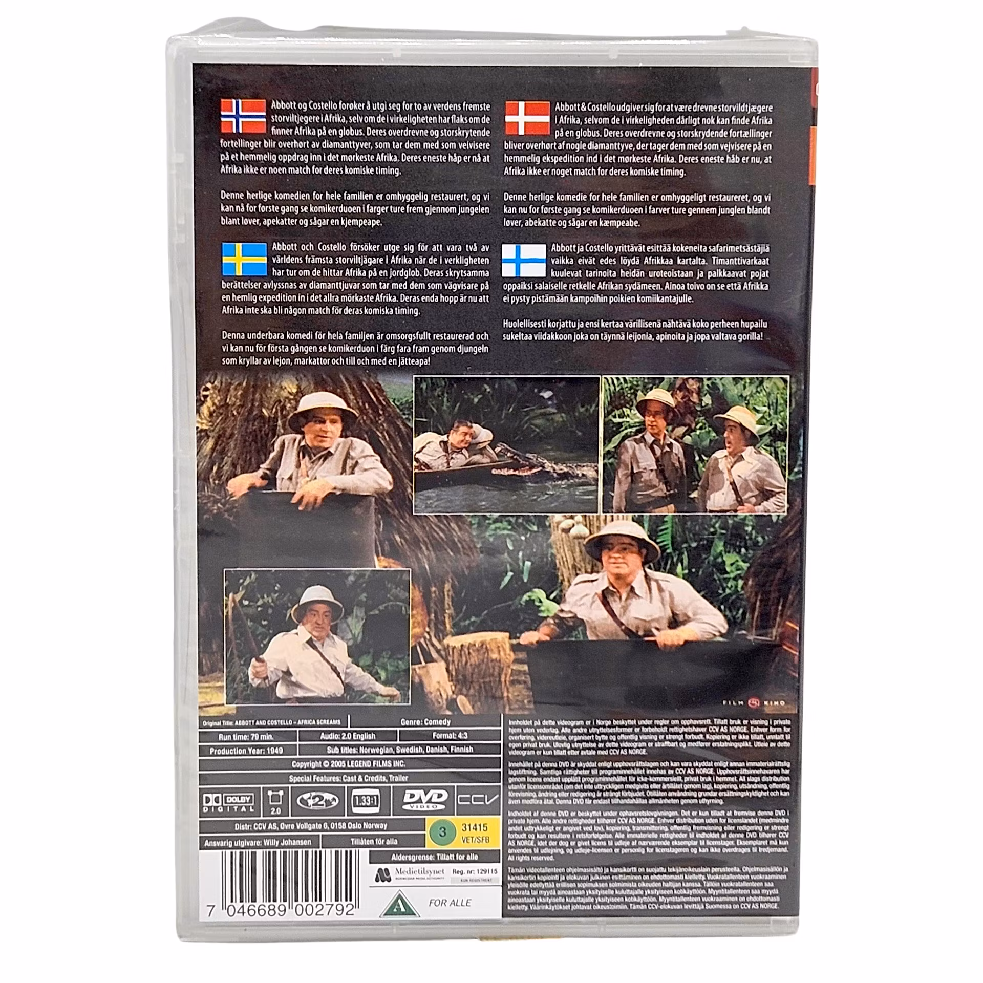 Abbott Och Costello, In Africa Screams 1949, DVD NY