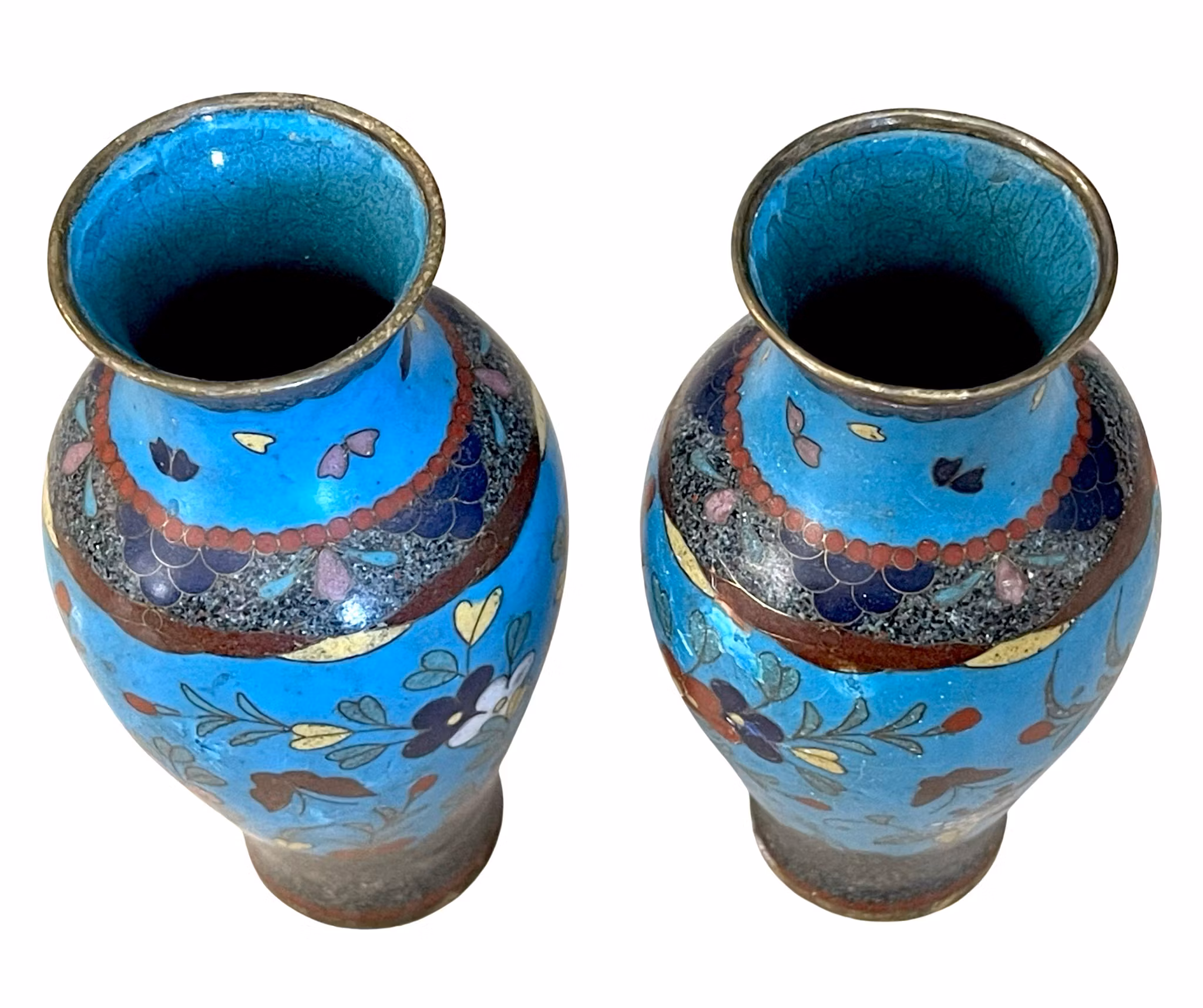 Ett par orientaliska cloisonné vaser, 1800-talet