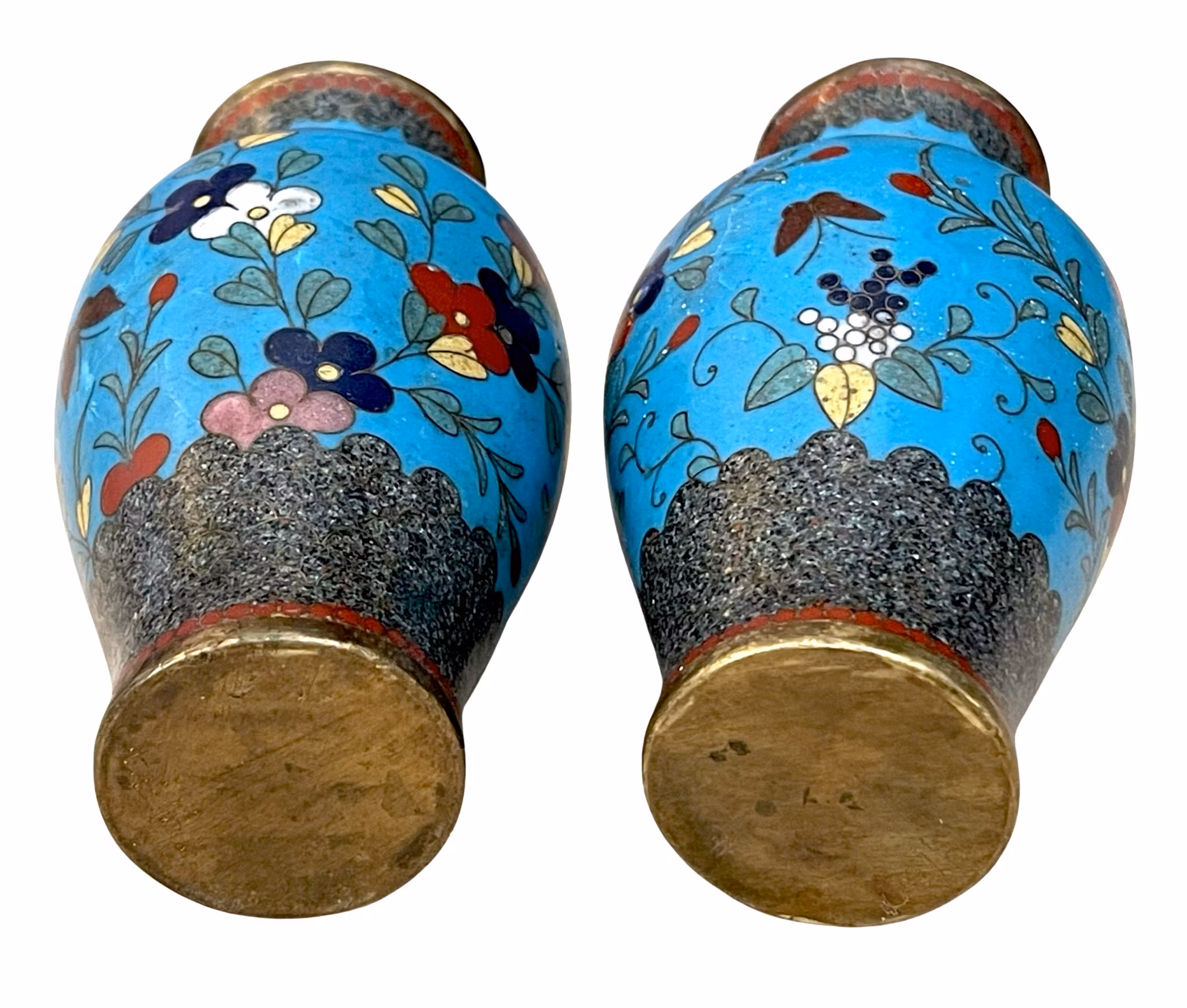 Ett par orientaliska cloisonné vaser, 1800-talet