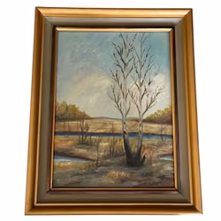 A. Kullaberg, Oljemålning på pannå, Signerad