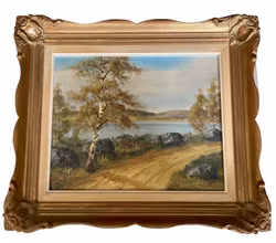 Oidentifierad konstnär, olja på duk, signerad T. Björk