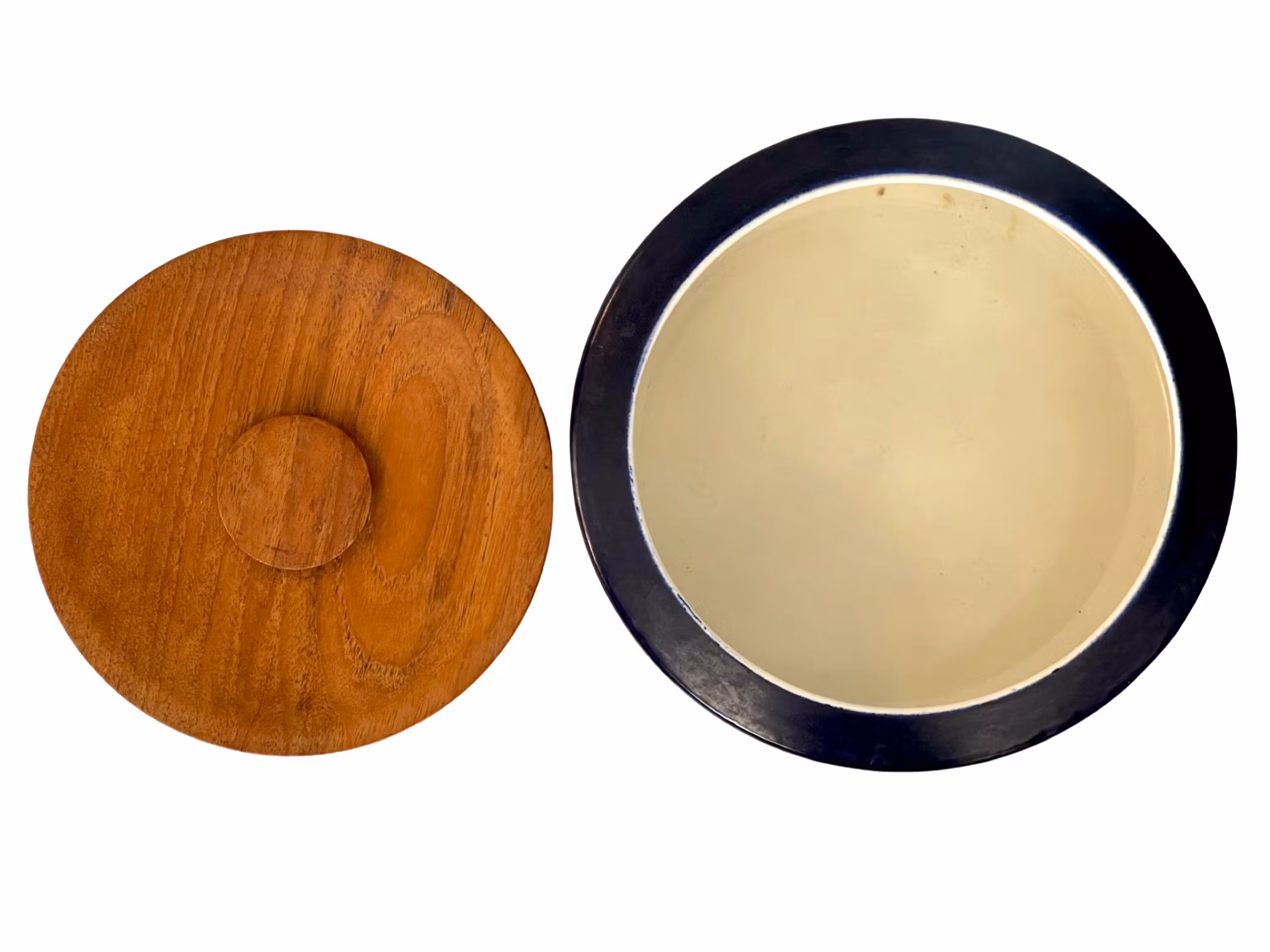 Vintage, bowl with wooden lid, Jie Keramik