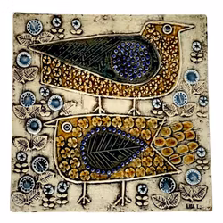 LISA LARSON. Väggtavla, stengods, Gustavsberg, signerad Lisa L