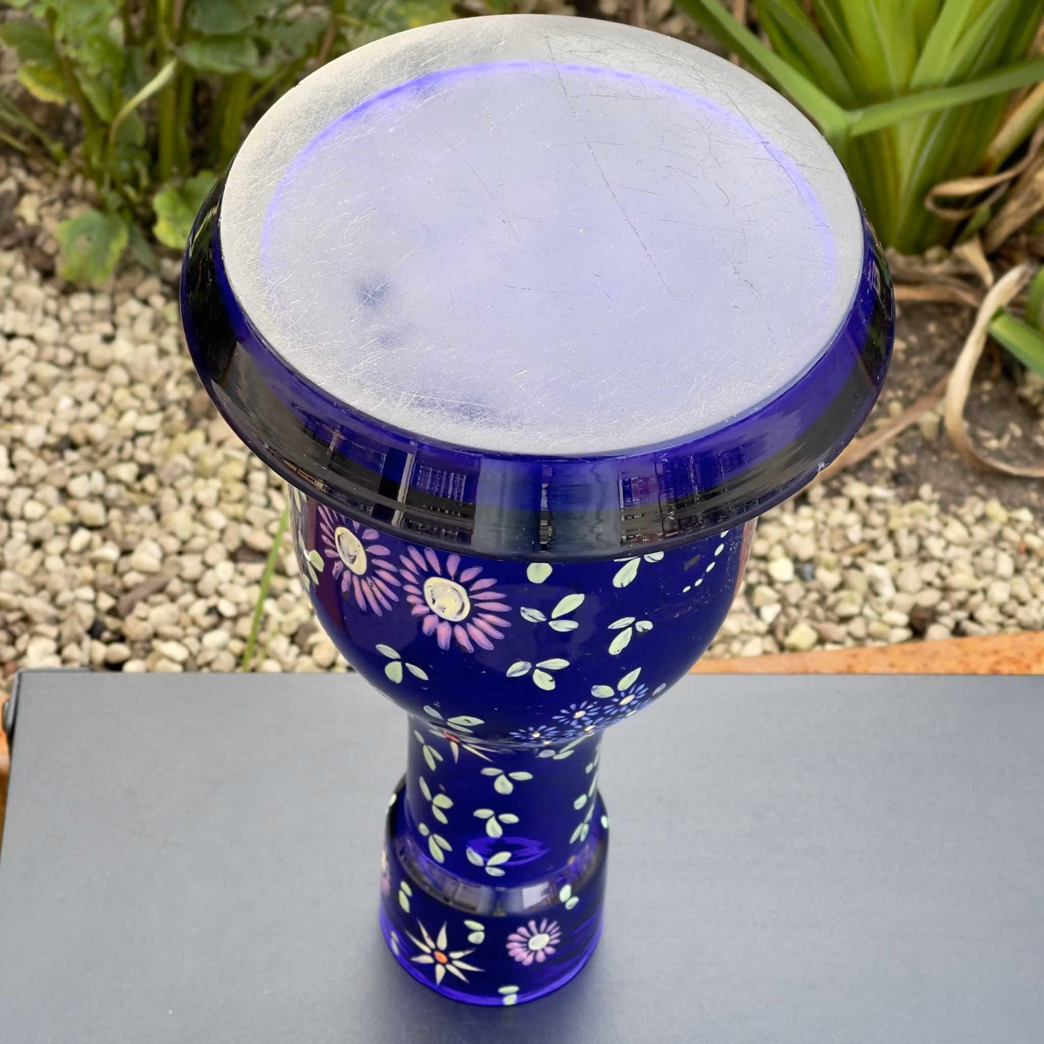 Czeskie, bazowe, kobaltowo-niebieskie szkło do fajki osmańskiej, XIX wiek