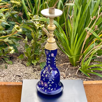 Bohemiskt bas koboltblått glas för ottomansk vattenpipa, 1800-talet