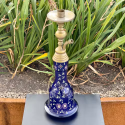 Bohemiskt bas koboltblått glas för ottomansk vattenpipa, 1800-talet