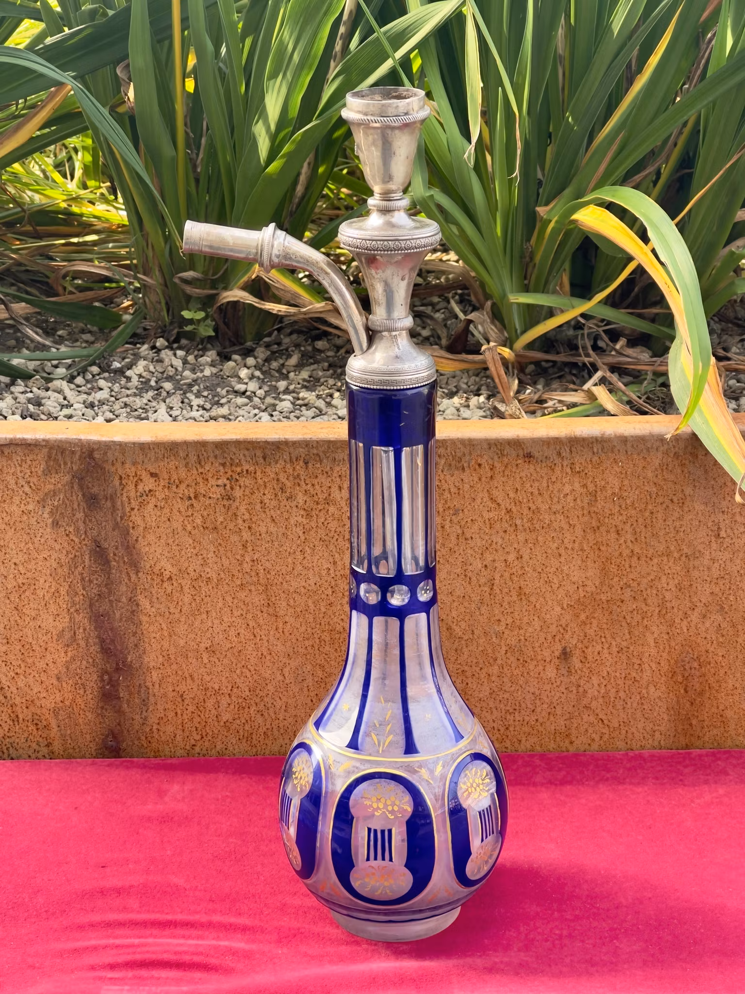 Bohemian crystal for Ottoman silver hookah, circa 1820