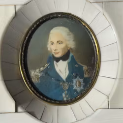 Miniaturowy obraz sygnowany, rama z kości