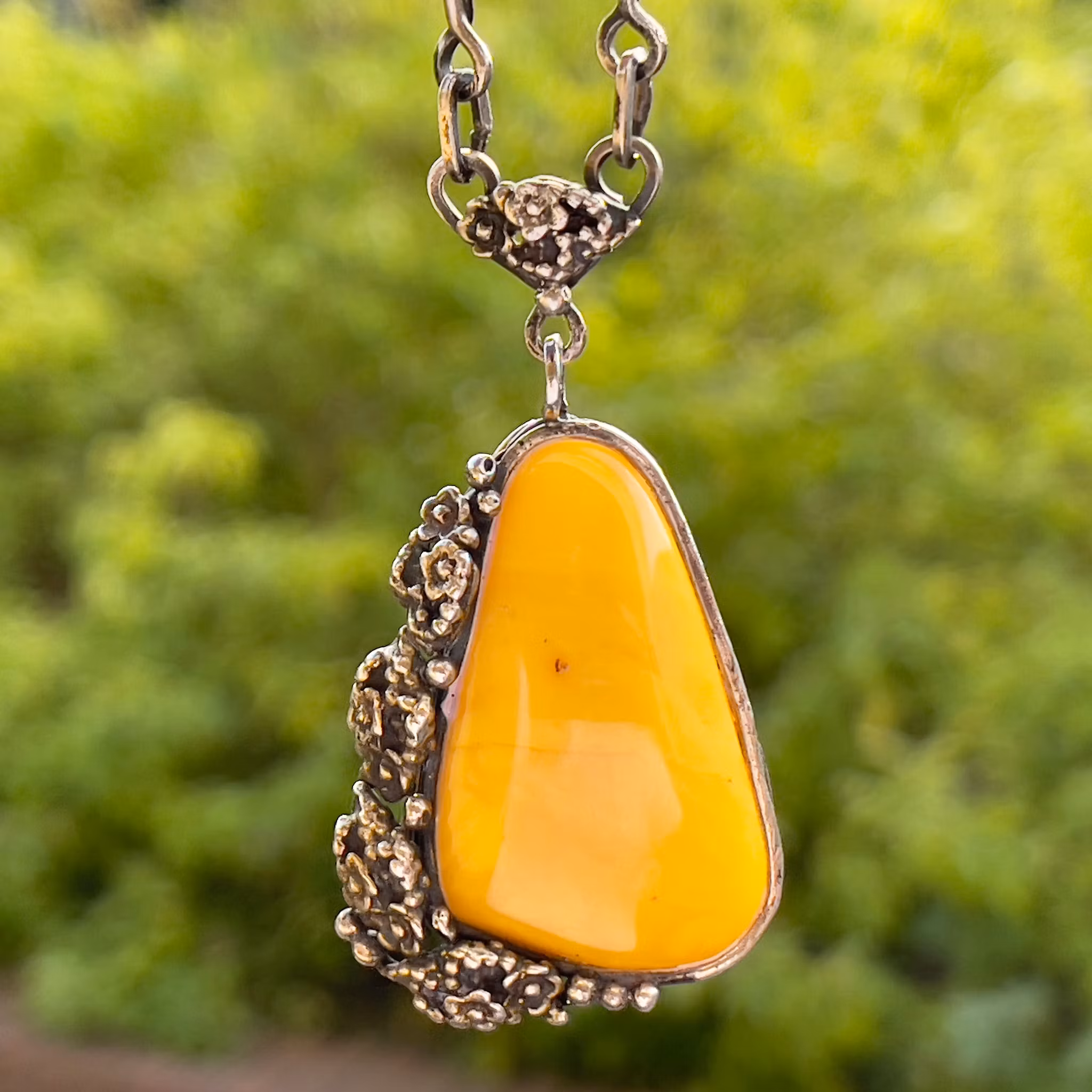 Collier d’ambre de luxe au caramel écossais de la Baltique, G 800 Silver Gdansk Pologne