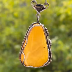 Lyxigt Baltisk Butterscotch Bärnsten Halsband, G 800 Silver Gdansk Polen