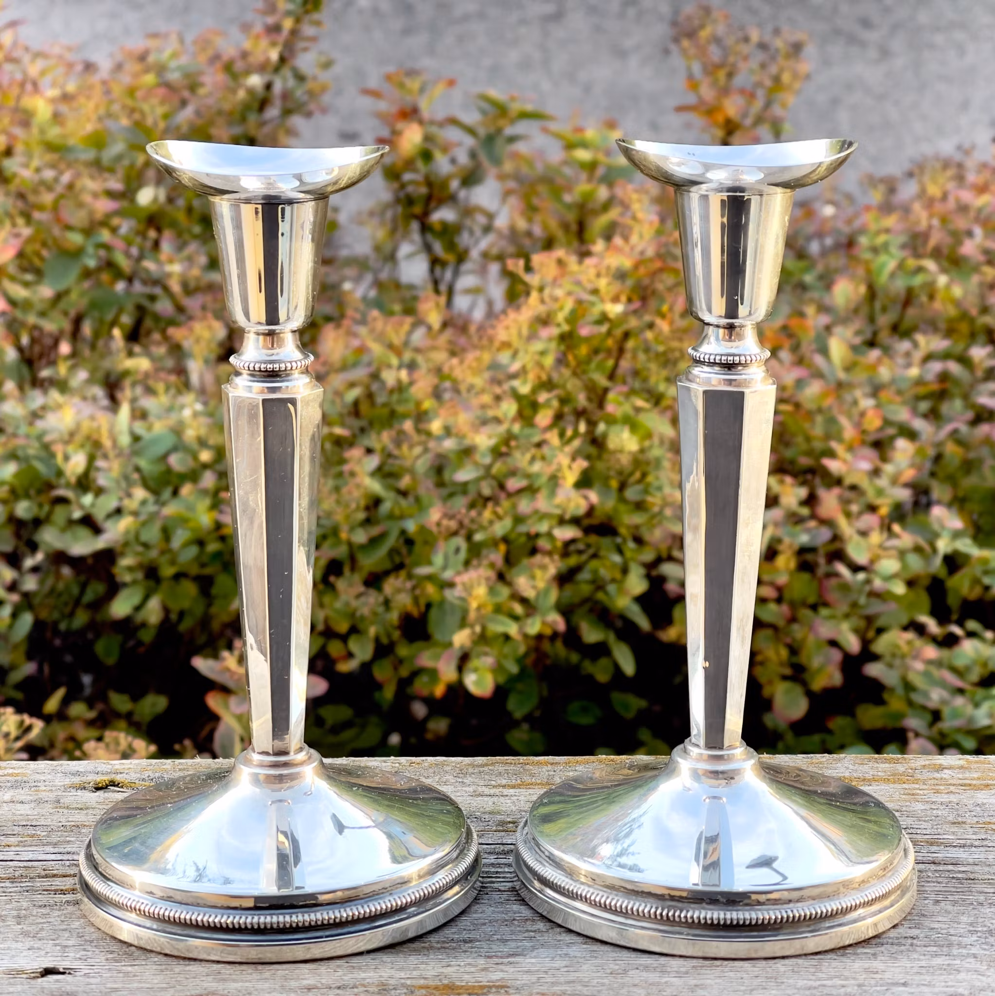 LJUSSTAKAR, ett par, silver, MGAB, Eric Löfman 1982