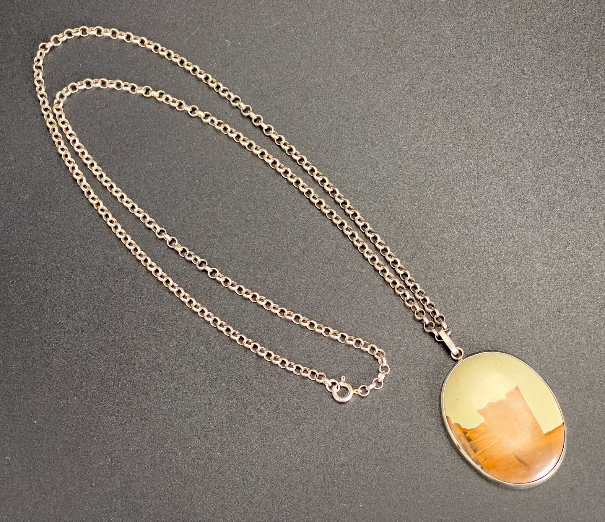 Vintage, sølv kjede med anheng