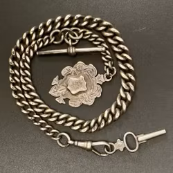 Catena per orologio in argento, Birmingham, Inghilterra XIX secolo