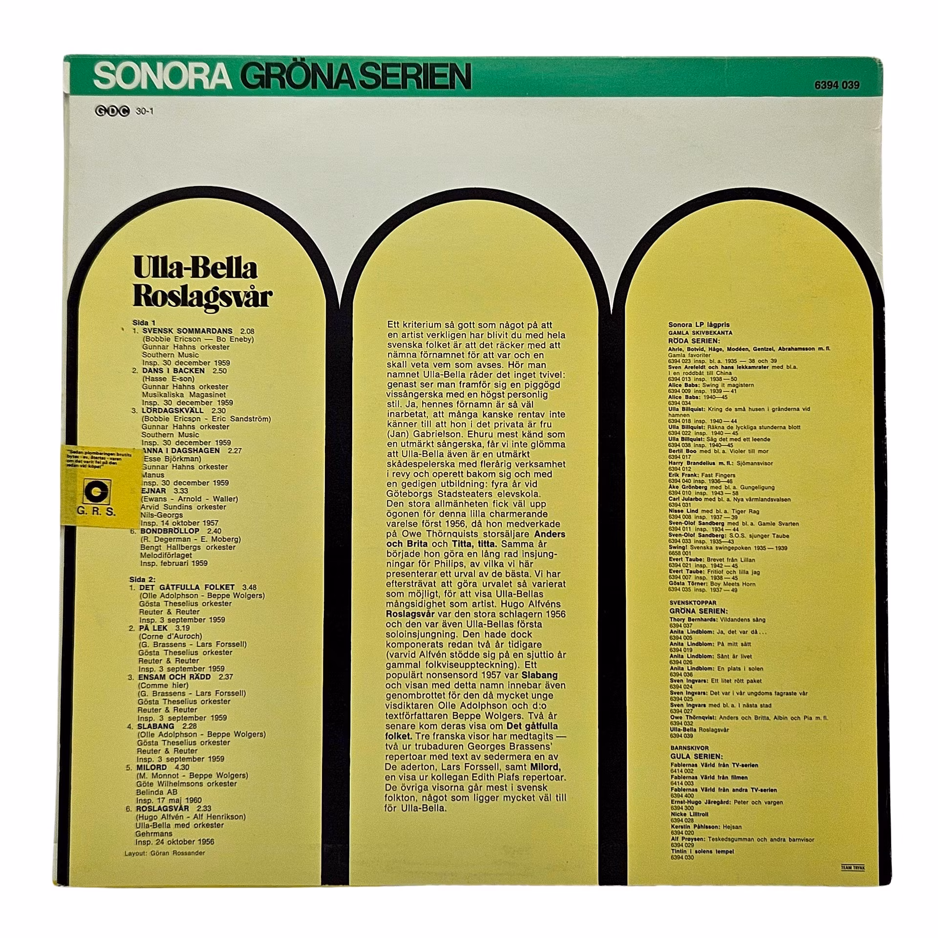 Ulla Bella, Roslagsvår, Vinyl LP NEW