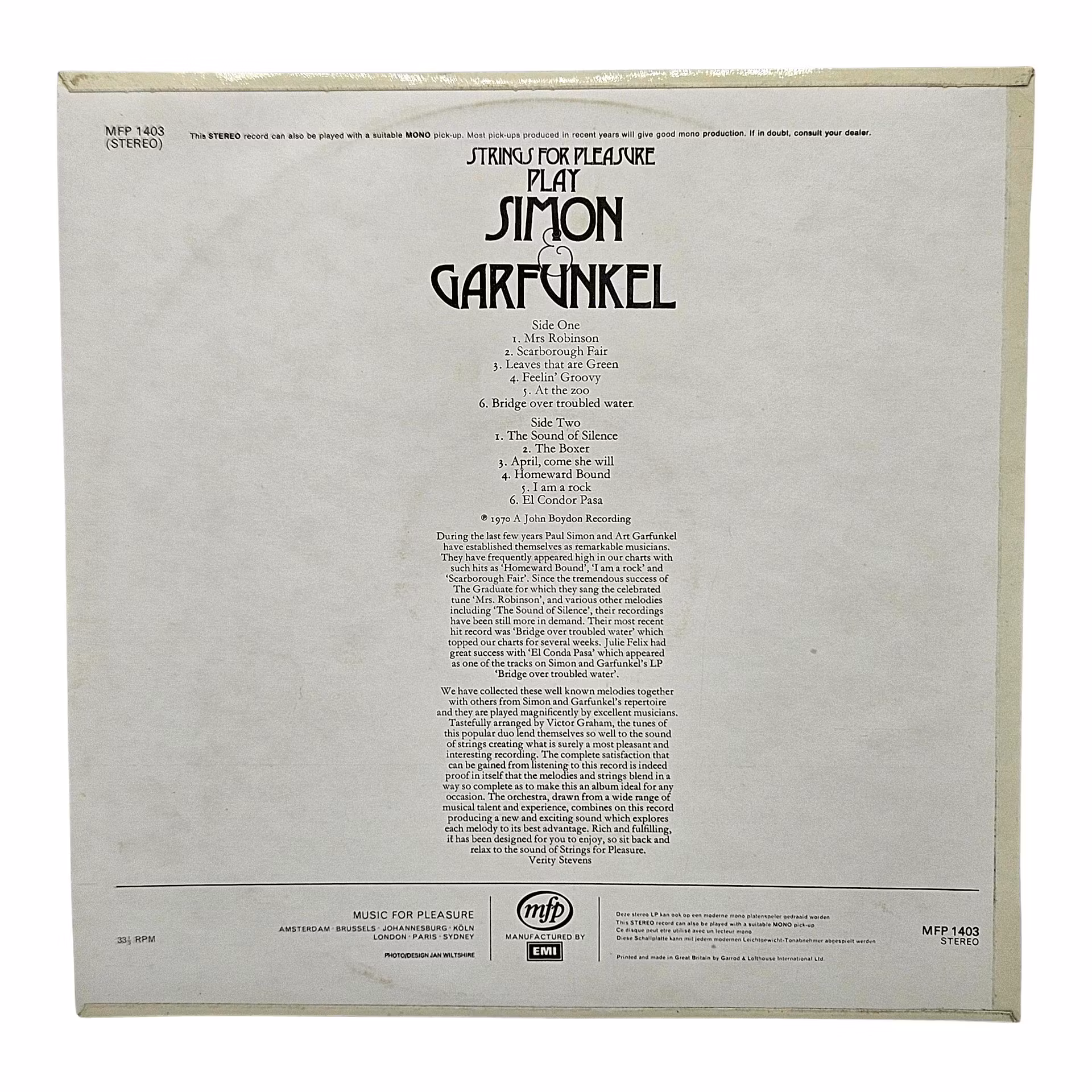 Simon ja Garfunkel, Strings For Pleasure Play, Vinyyli-LP