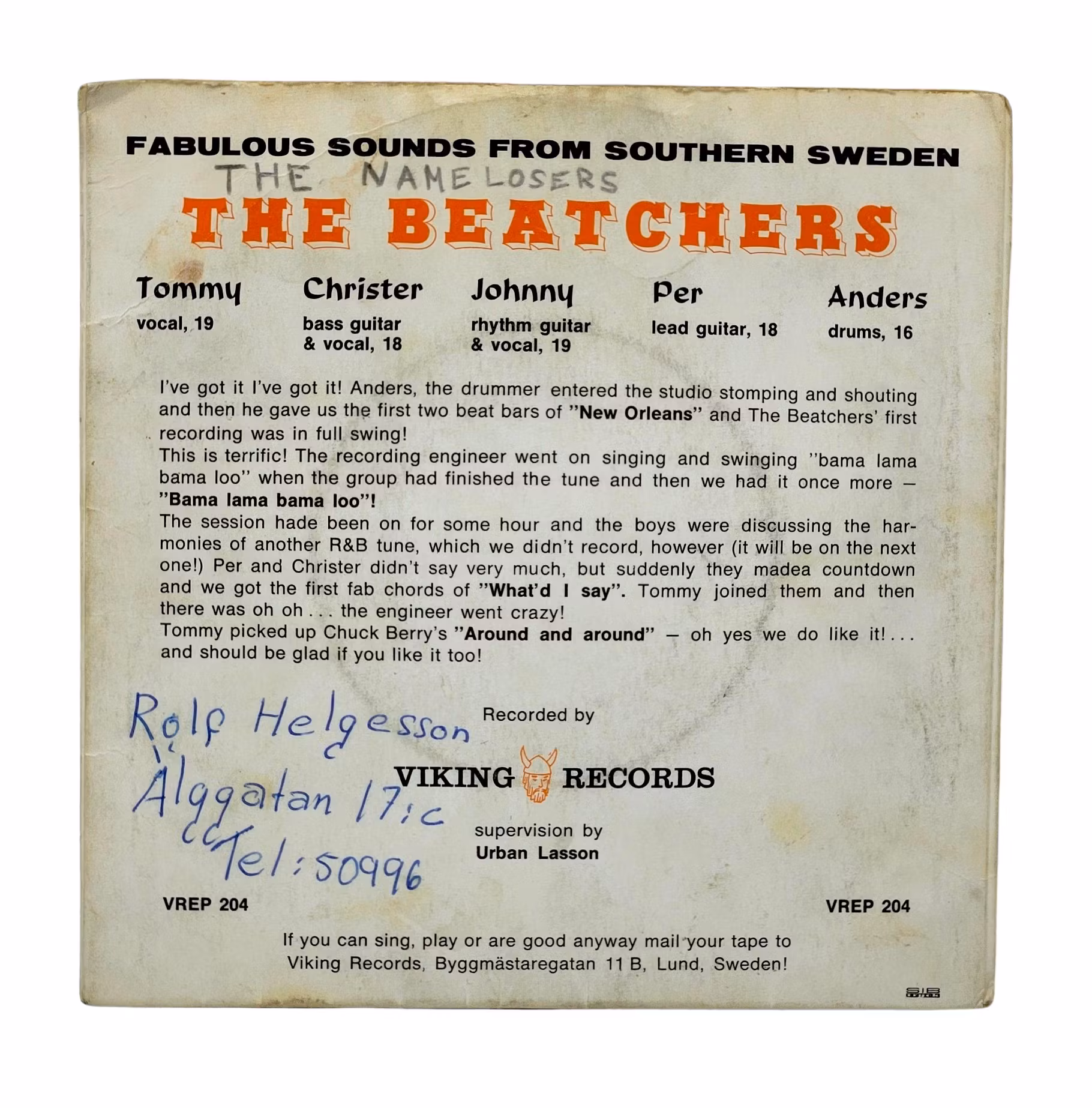 The Beatchers, Fabulous Sounds From Southern Sweden with 3 Autographs, Vinyl EP Lund Sweden
