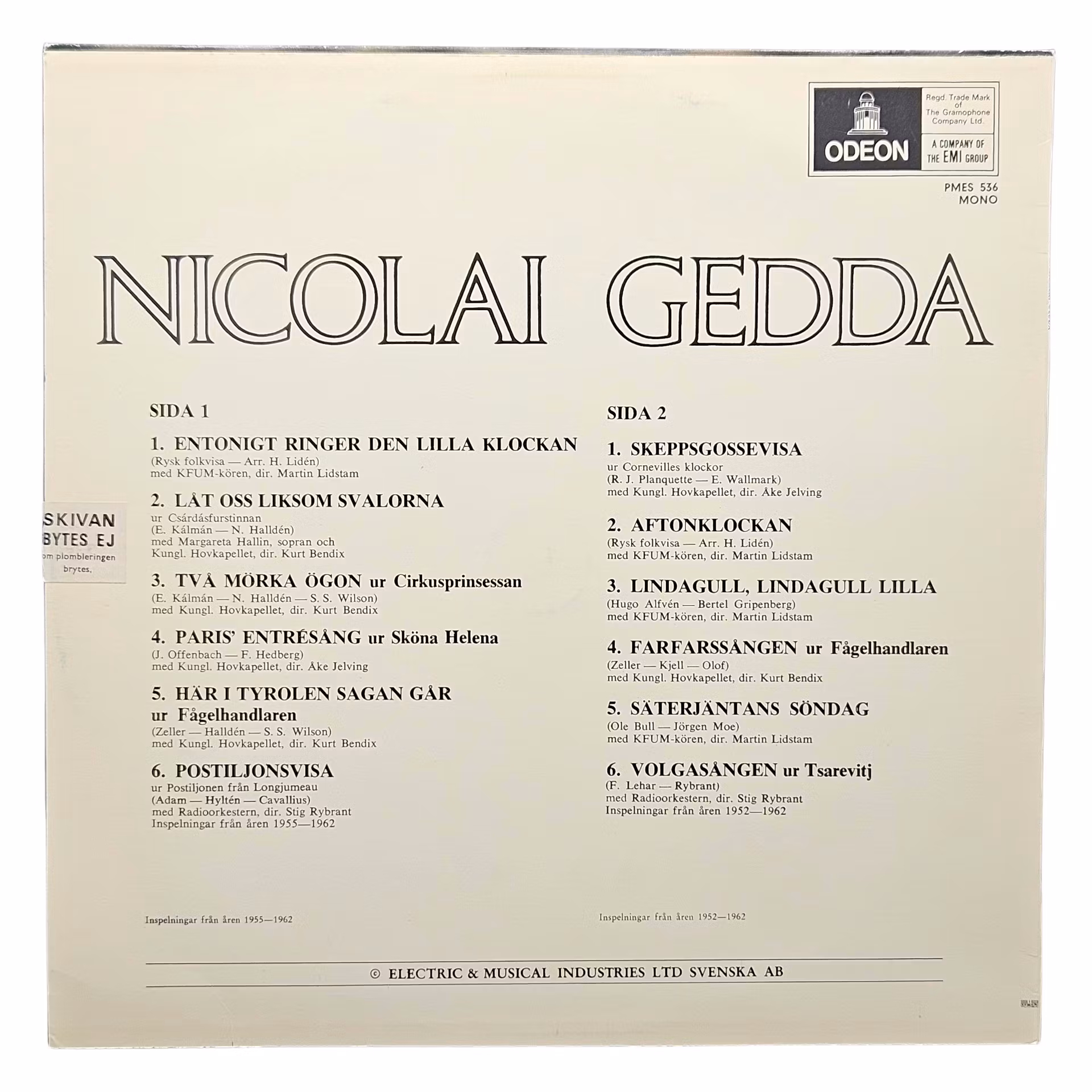 Nicolai Gedda, Monotonously Ringing The Little Bell, Vinyl LP