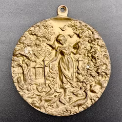Medalj av Zosia som matar fjäderfä 1885