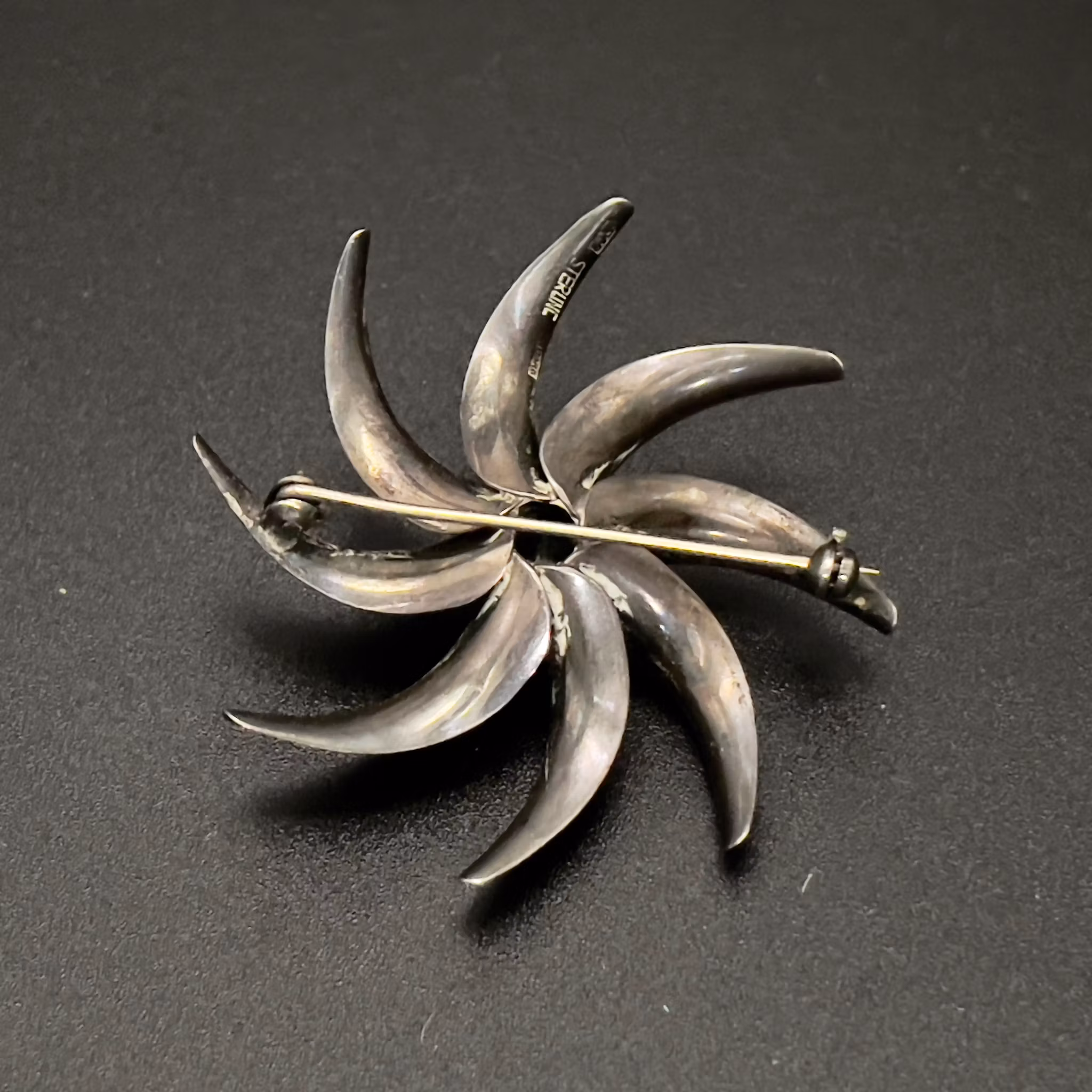 Viggo Wollny, silver brooch with green stone, Denmark