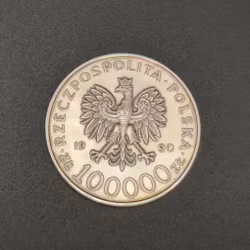 100.000 PLN 1980 90° anniversario della Solidarietà polacca, Argento