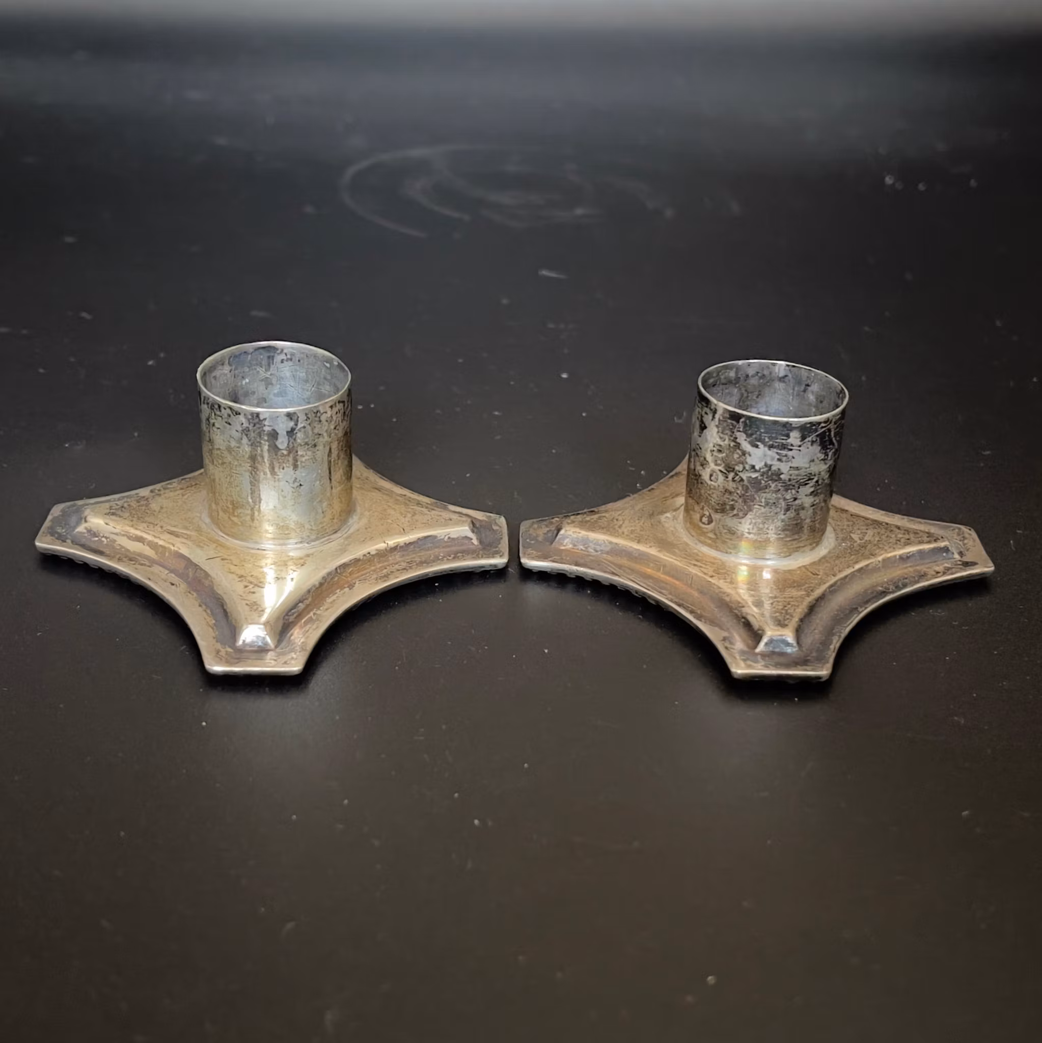 2 st, Gustavianska silver, För Ljusstake, Engelska stämplar