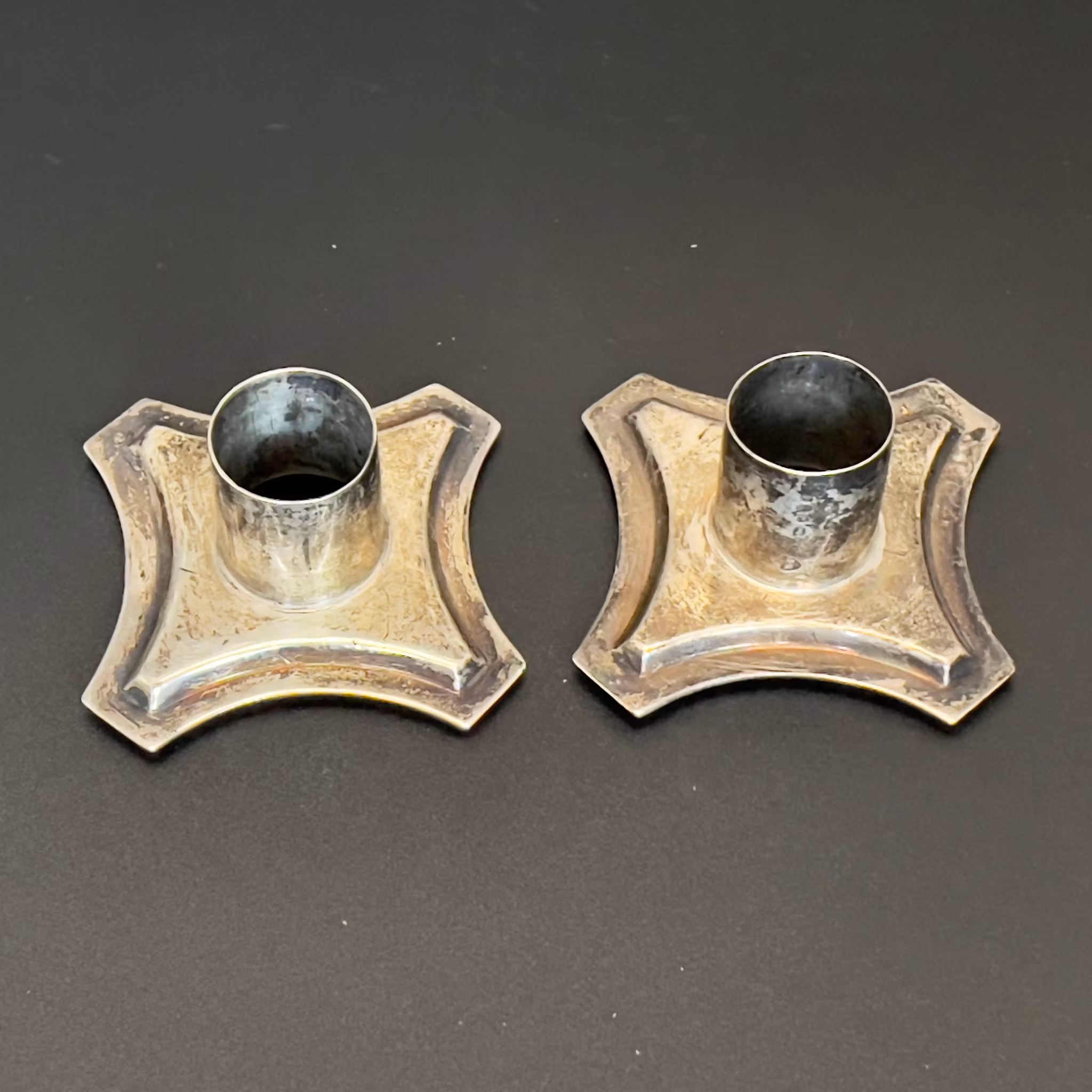 2 st, Gustavianska silver, För Ljusstake, Engelska stämplar