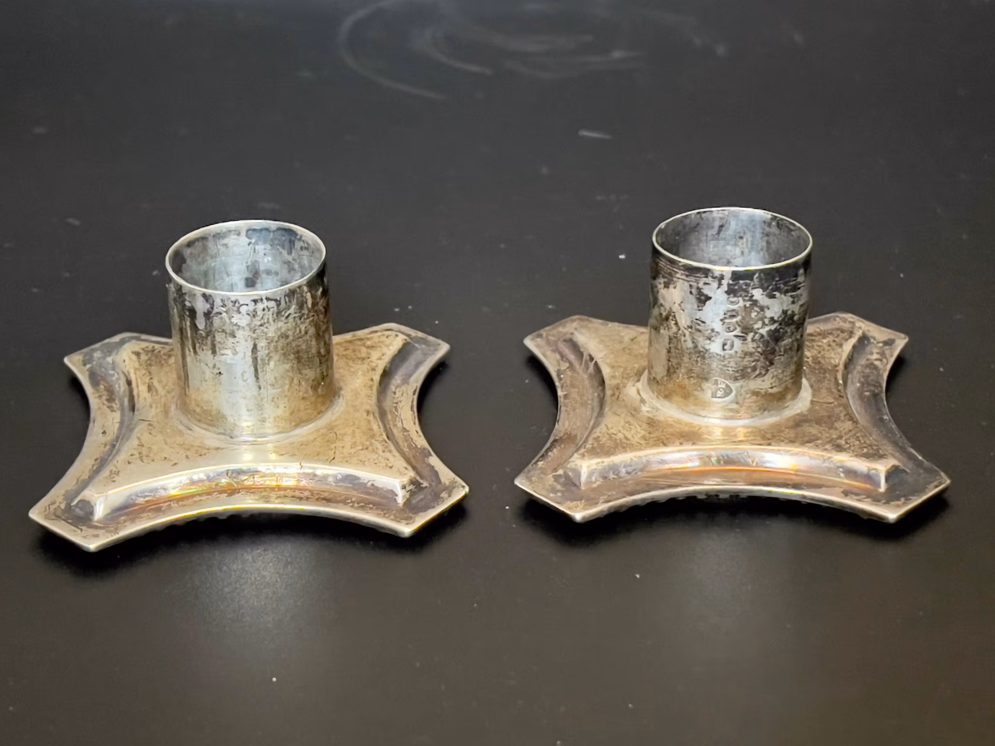 2 st, Gustavianska silver, För Ljusstake, Engelska stämplar