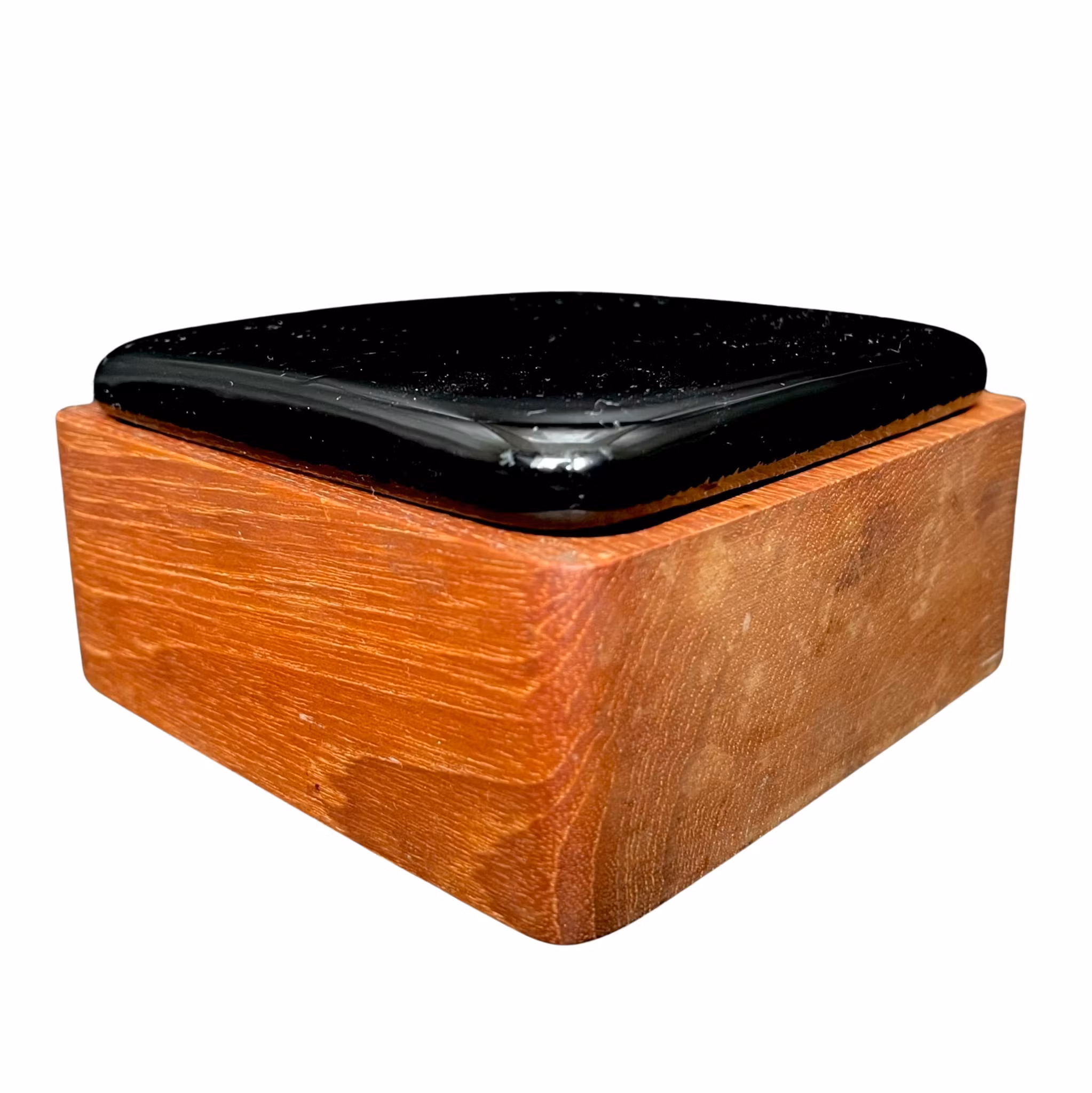 Scatola porta aringhe in teak con coperchio in vetro