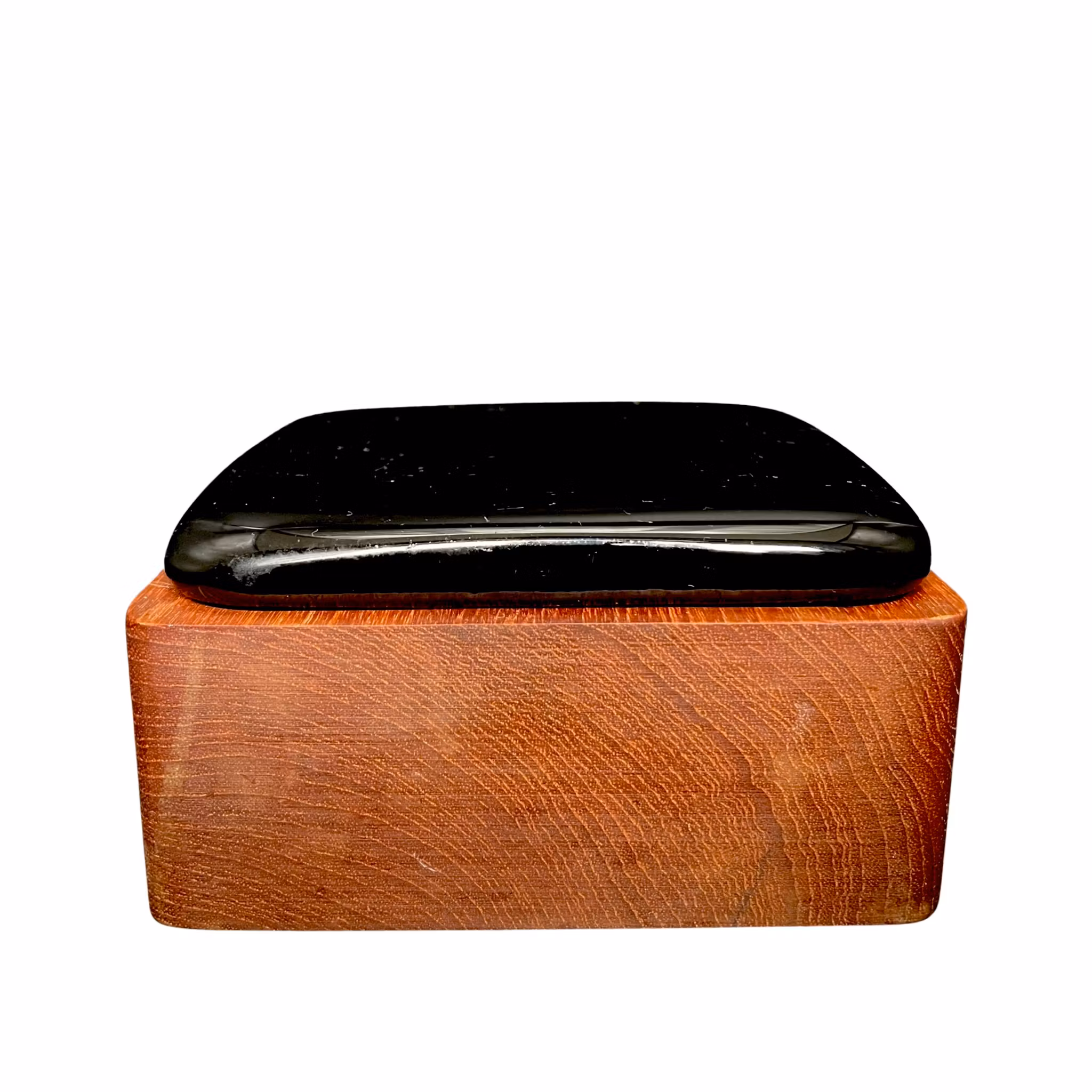 Scatola porta aringhe in teak con coperchio in vetro