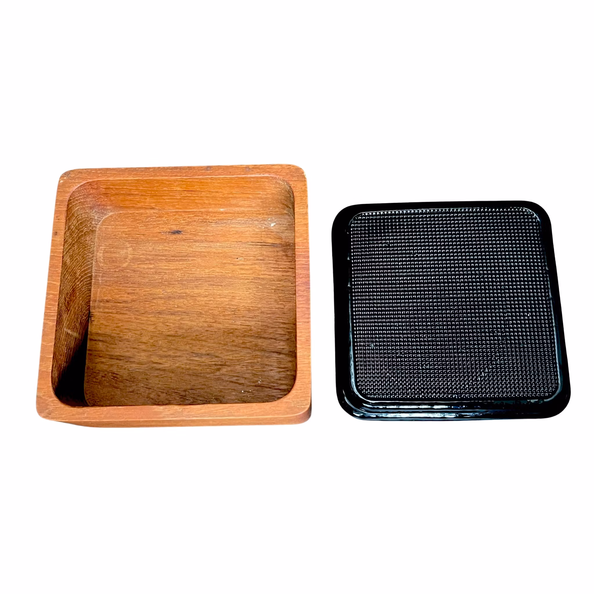 Scatola porta aringhe in teak con coperchio in vetro