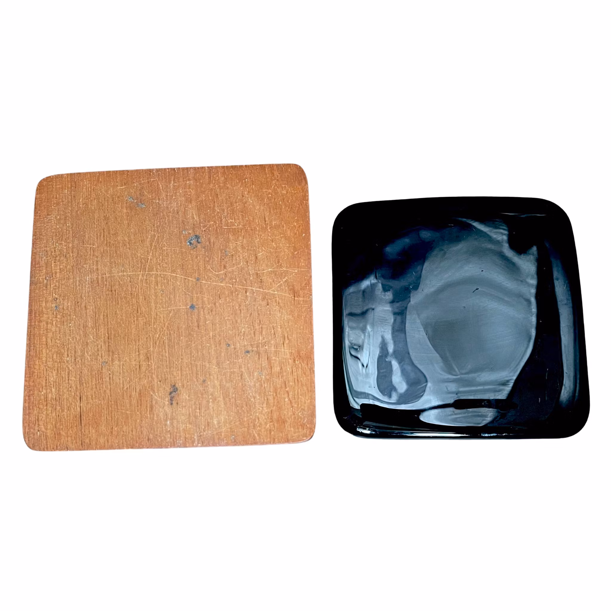 Scatola porta aringhe in teak con coperchio in vetro