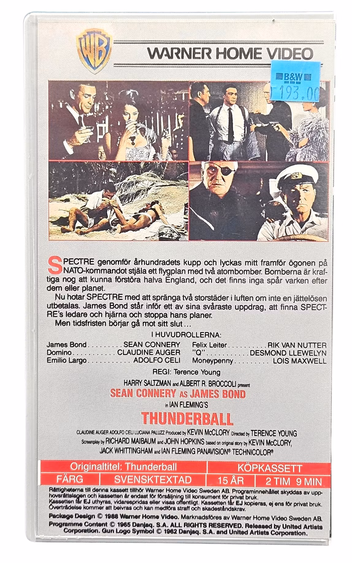 Kollektion James Bond 007, Roger Moore Åskbollen, VHS NY