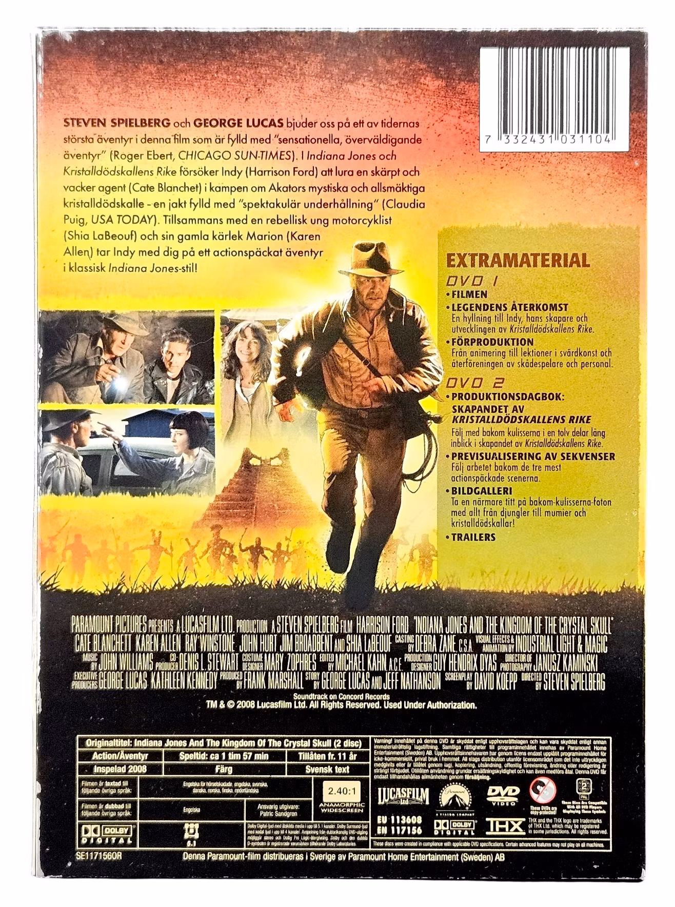 Indiana Jones, Kristalldödskallens Rike, 2 Disk DVD