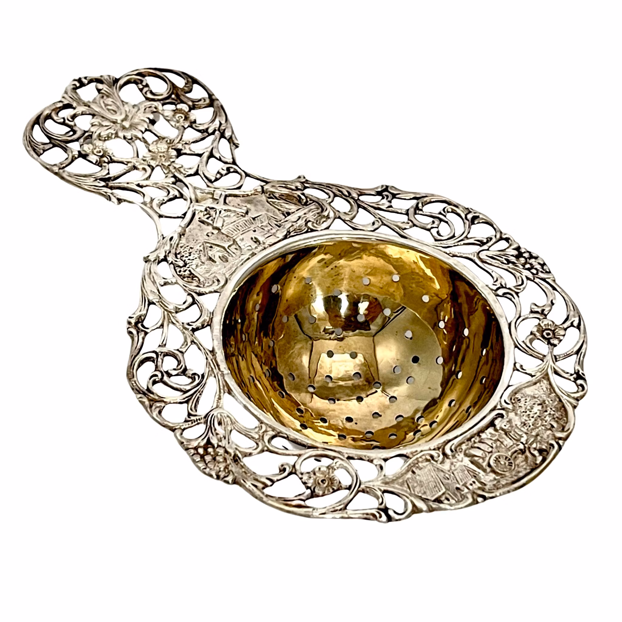 Colino da tè art nouveau argento 830