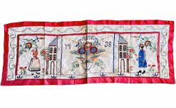 Vintage, hantverk broderi tavla med symboler från 1938