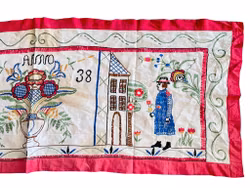 Vintage, hantverk broderi tavla med symboler från 1938