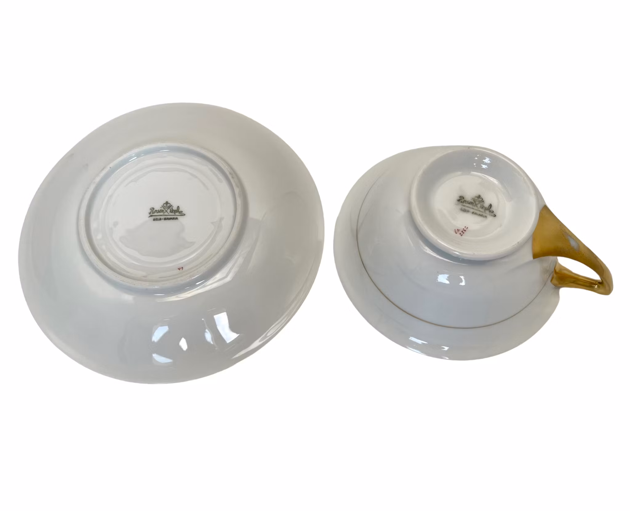 Taza de té de porcelana con decoración dorada, Rosenthal