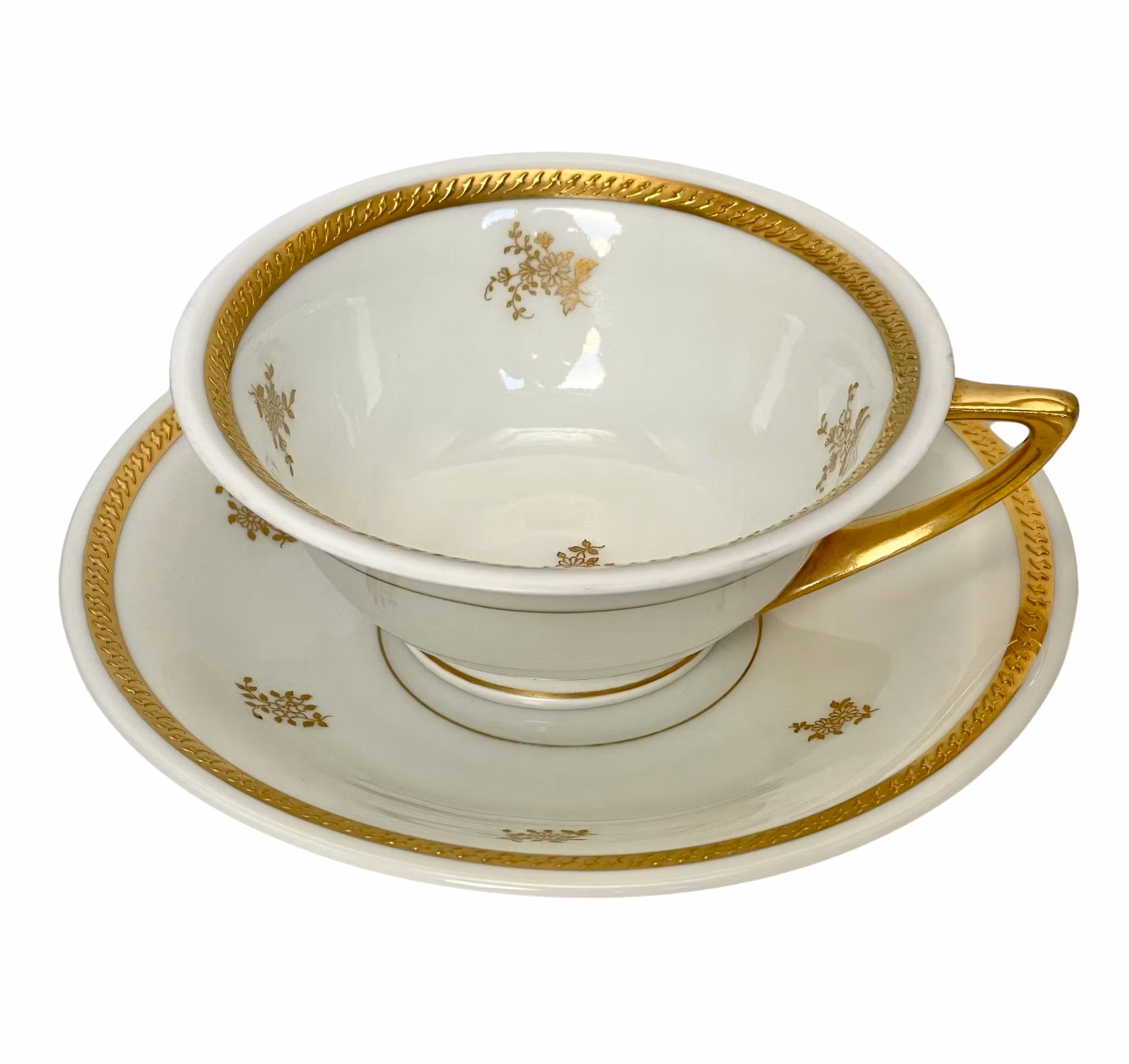 Taza de té de porcelana con decoración dorada, Rosenthal