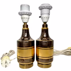 2 st, Vintage, Bordslampor - mässing & Glas, signerad