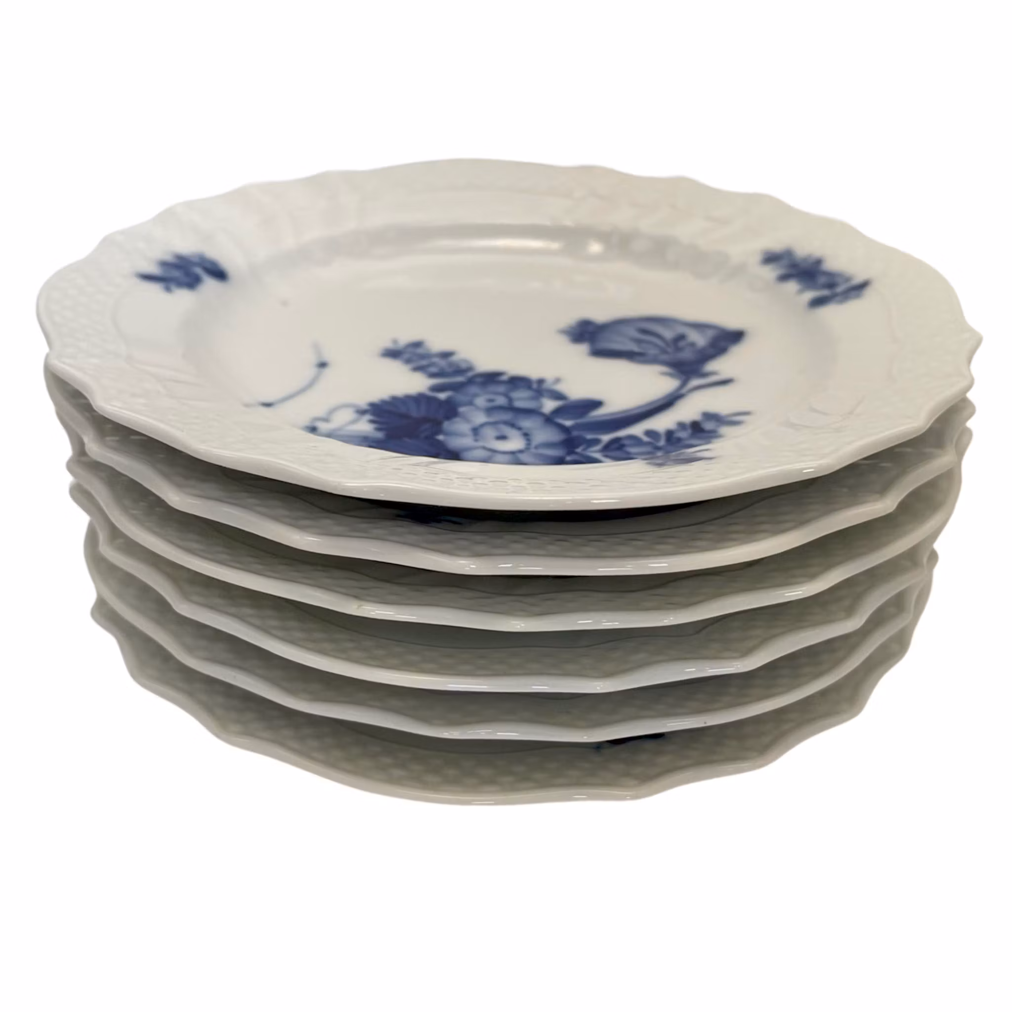 Royal Copenhagen, 6 sinikukkaposliinilautasta