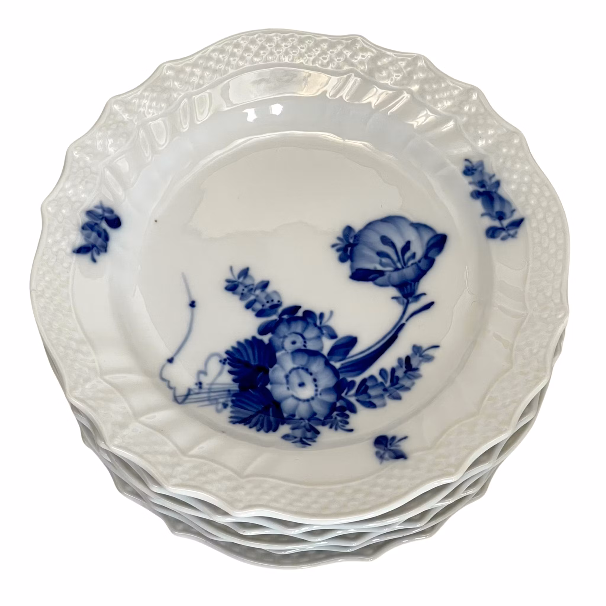 Royal Copenhagen, 6 sinikukkaposliinilautasta