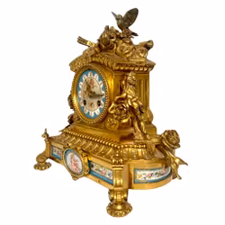 Sèvres Porslin & Mässing Klocka Och Kandelaber, Signerad