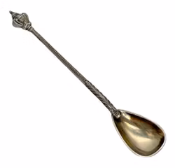 Antik silver sked, stämplad
