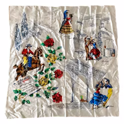 Vintage, Silke halsdukar sjal, Panolerias M. sanpons nr 6235