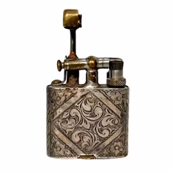 Antik bensin tändare i silver, stämplad