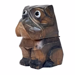 Sculpture de chien en bois sculpté, briquet de table vers les années 1930