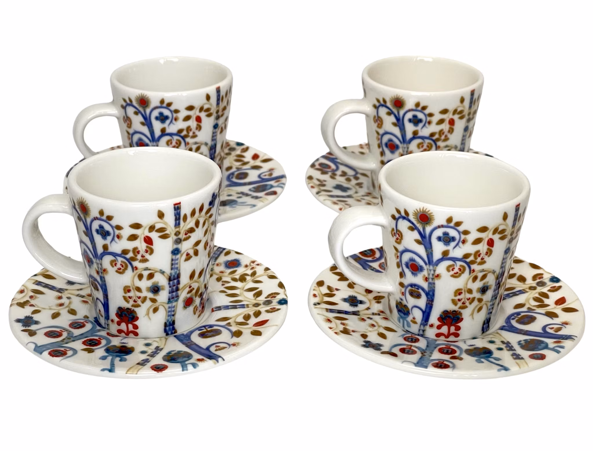 4 piezas Taza de café capuchino Iittala Taika con platillo, porcelana