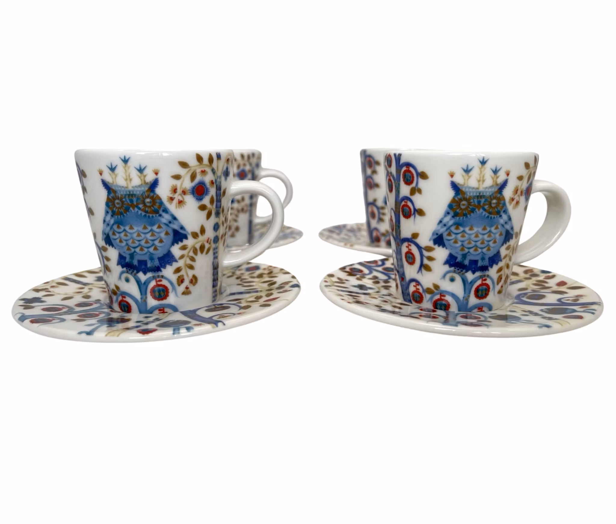 4 piezas Taza de café capuchino Iittala Taika con platillo, porcelana